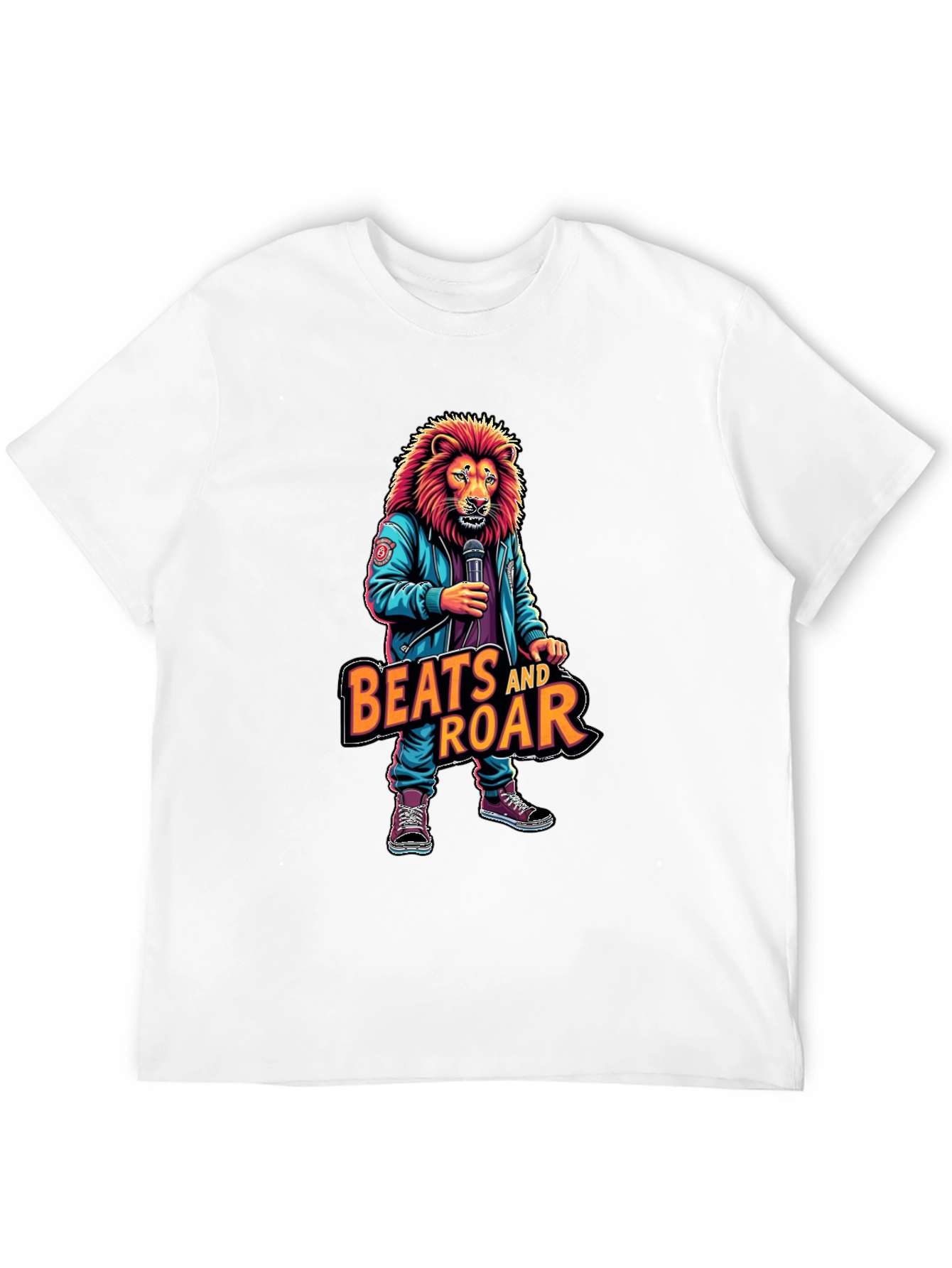 Camiseta Negra con Diseño de León Beats and Roar