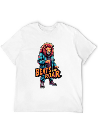 Camiseta Negra con Diseño de León Beats and Roar