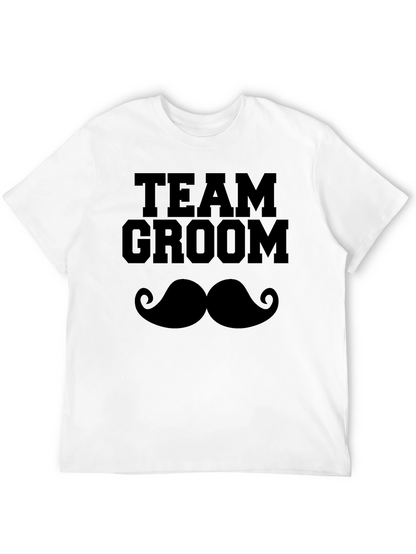 Camiseta Negra Team Groom Bigote para Despedida de Soltero
