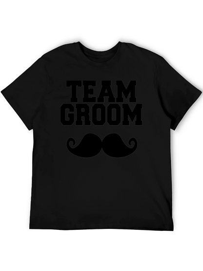 Camiseta Negra Team Groom Bigote para Despedida de Soltero