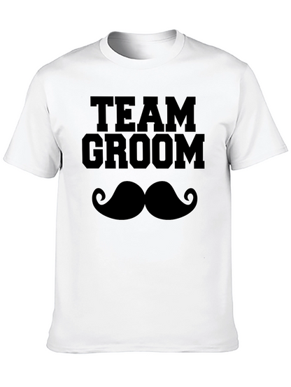 Camiseta Negra Team Groom Bigote para Despedida de Soltero