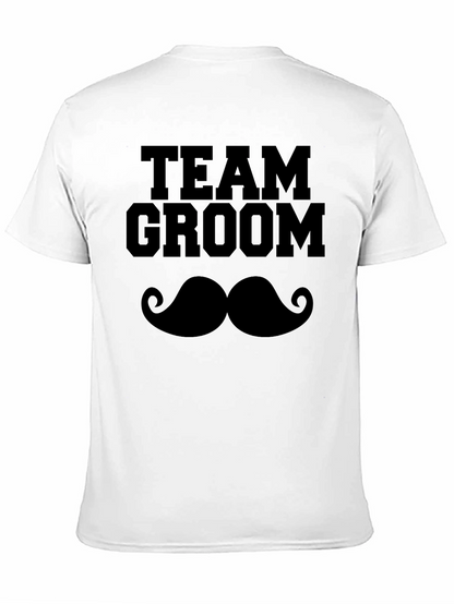 Camiseta Negra Team Groom Bigote para Despedida de Soltero