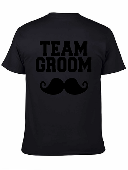 Camiseta Negra Team Groom Bigote para Despedida de Soltero
