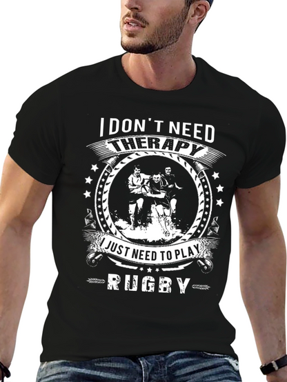 Camiseta Negra Rugby: No Necesito Terapia