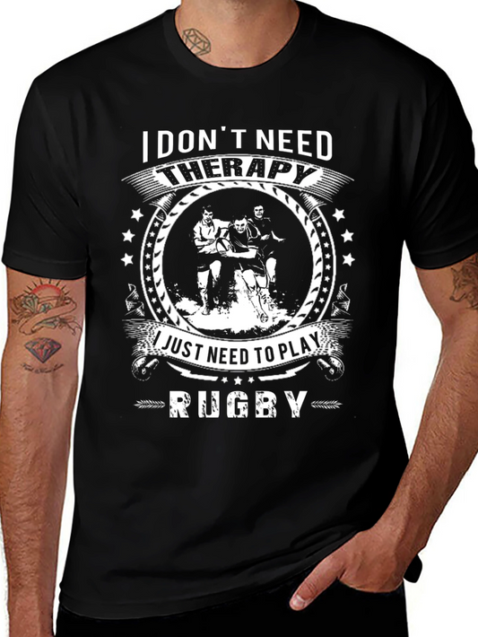 Camiseta Negra Rugby: No Necesito Terapia