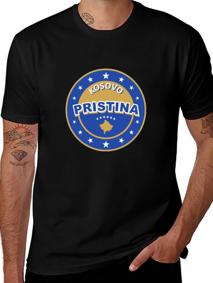 Camiseta Negra Pristina Kosovo Diseño Único