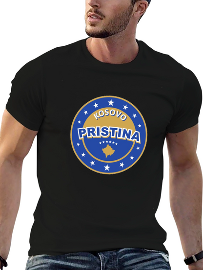 Camiseta Negra Pristina Kosovo Diseño Único