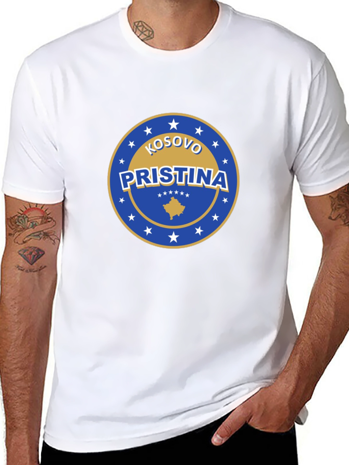 Camiseta Negra Pristina Kosovo Diseño Único