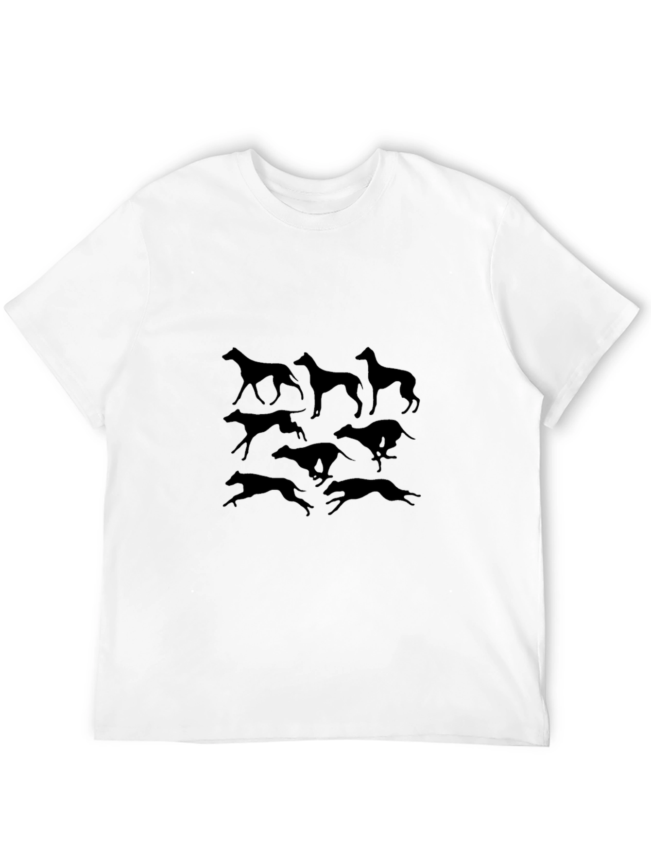 Camiseta Negra con Siluetas de Galgos