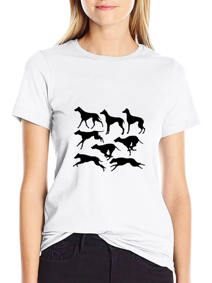 Camiseta Negra con Siluetas de Galgos