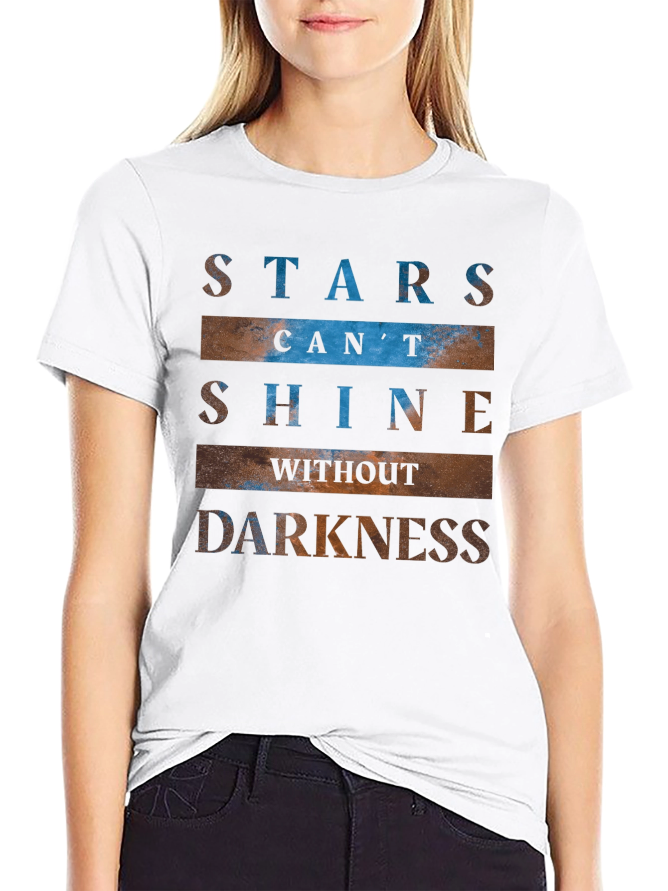 Camiseta Negra con Estampado Inspirador de Estrellas
