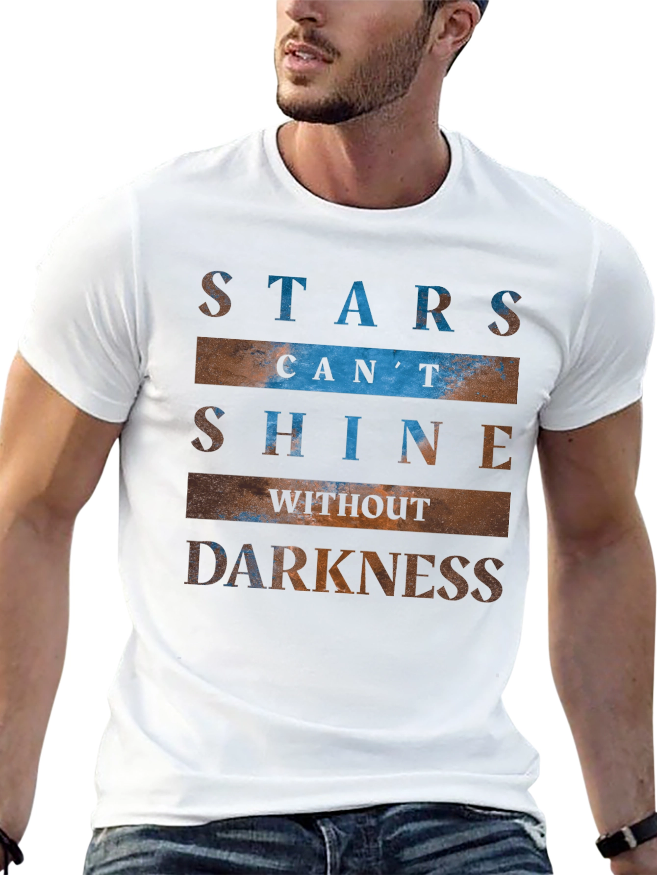 Camiseta Negra con Estampado Inspirador de Estrellas