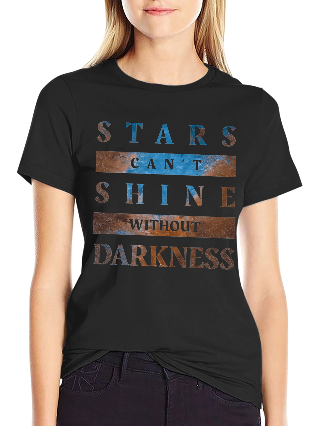 Camiseta Negra con Estampado Inspirador de Estrellas