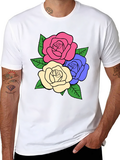 Camiseta Negra con Diseño Floral de Rosas