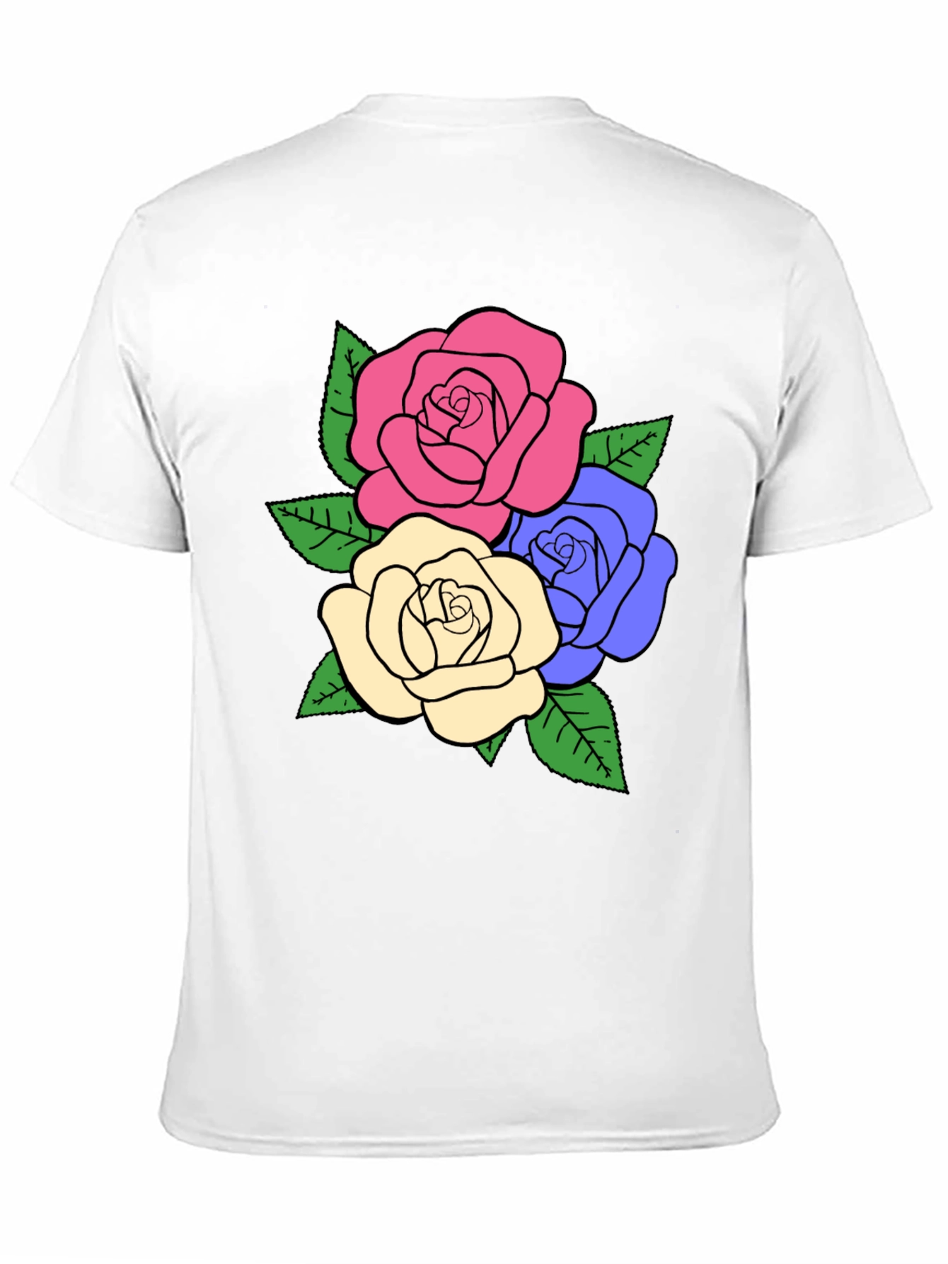 Camiseta Negra con Diseño Floral de Rosas