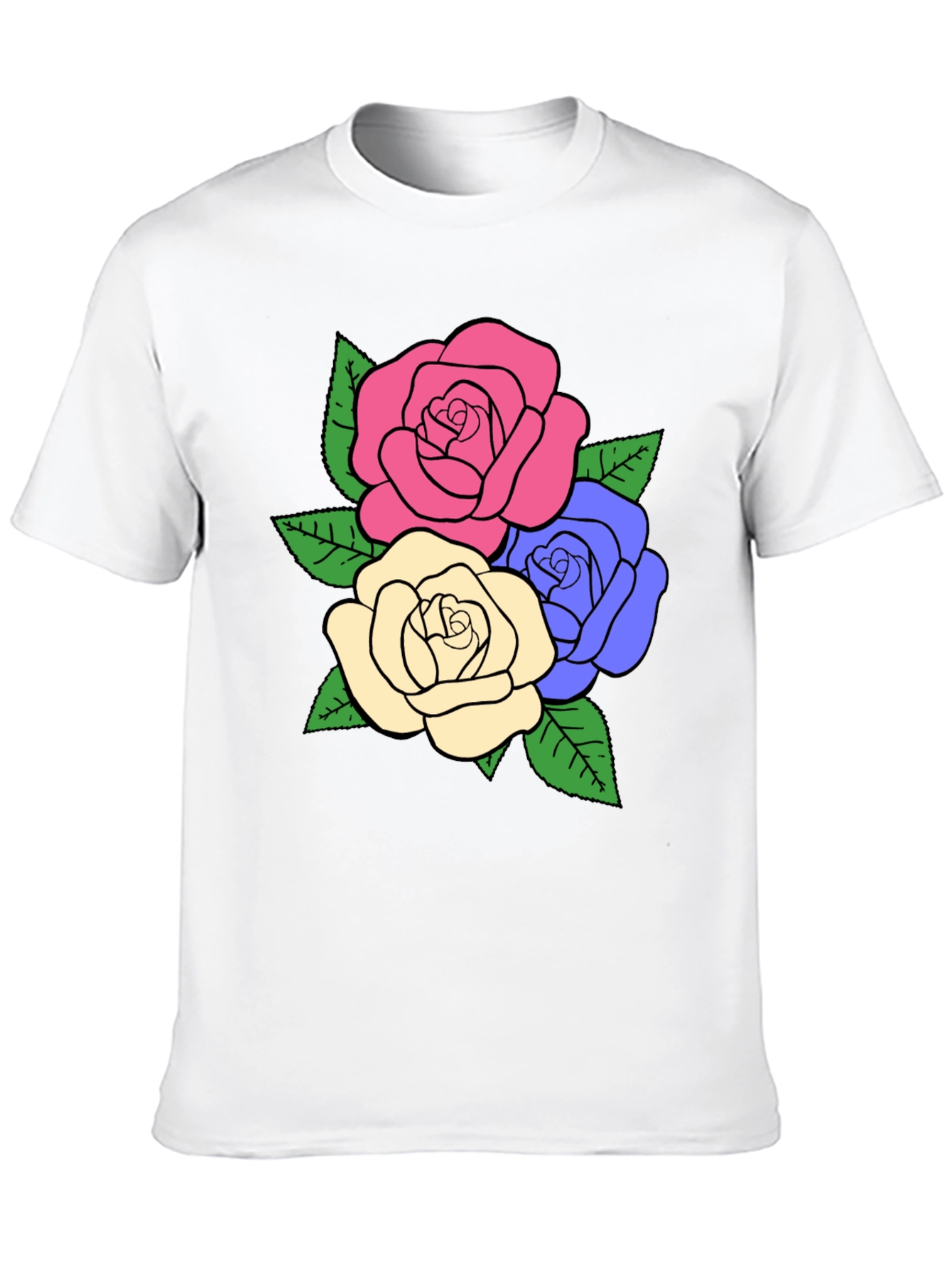 Camiseta Negra con Diseño Floral de Rosas
