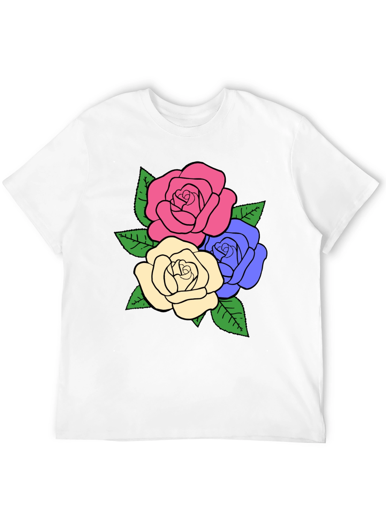 Camiseta Negra con Diseño Floral de Rosas
