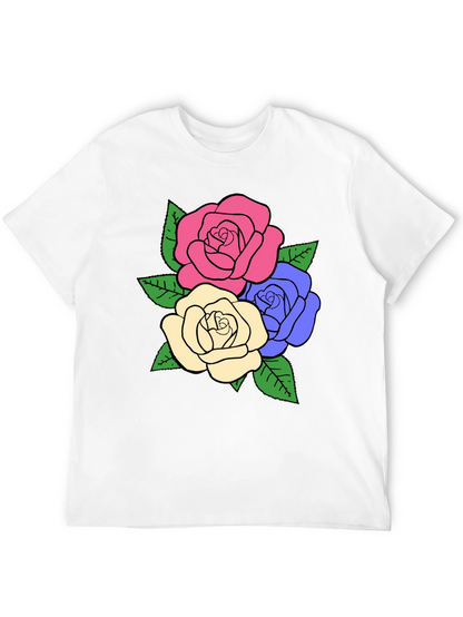 Camiseta Negra con Diseño Floral de Rosas