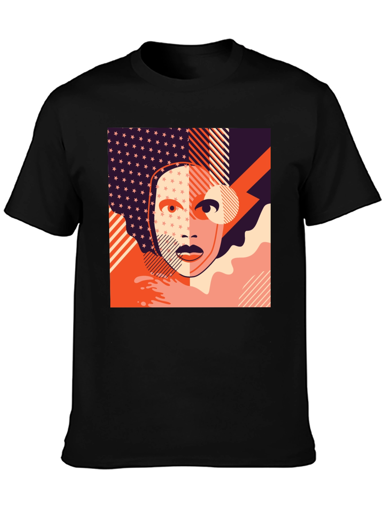 Camiseta Negra con Diseño Abstracto Moderno