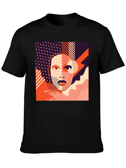 Camiseta Negra con Diseño Abstracto Moderno