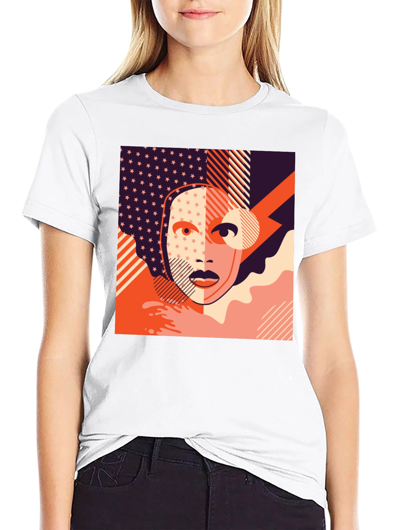 Camiseta Negra con Diseño Abstracto Moderno