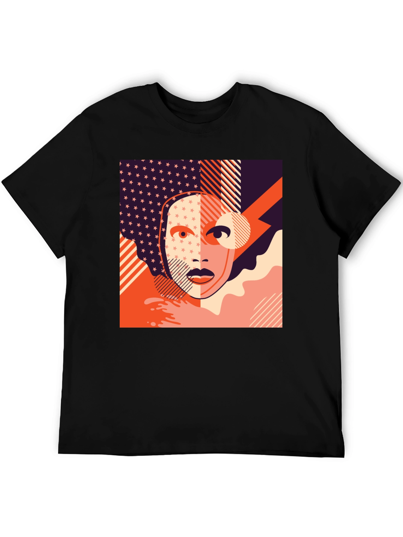 Camiseta Negra con Diseño Abstracto Moderno