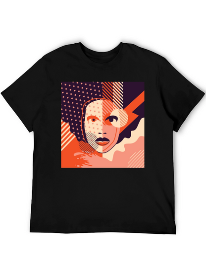 Camiseta Negra con Diseño Abstracto Moderno