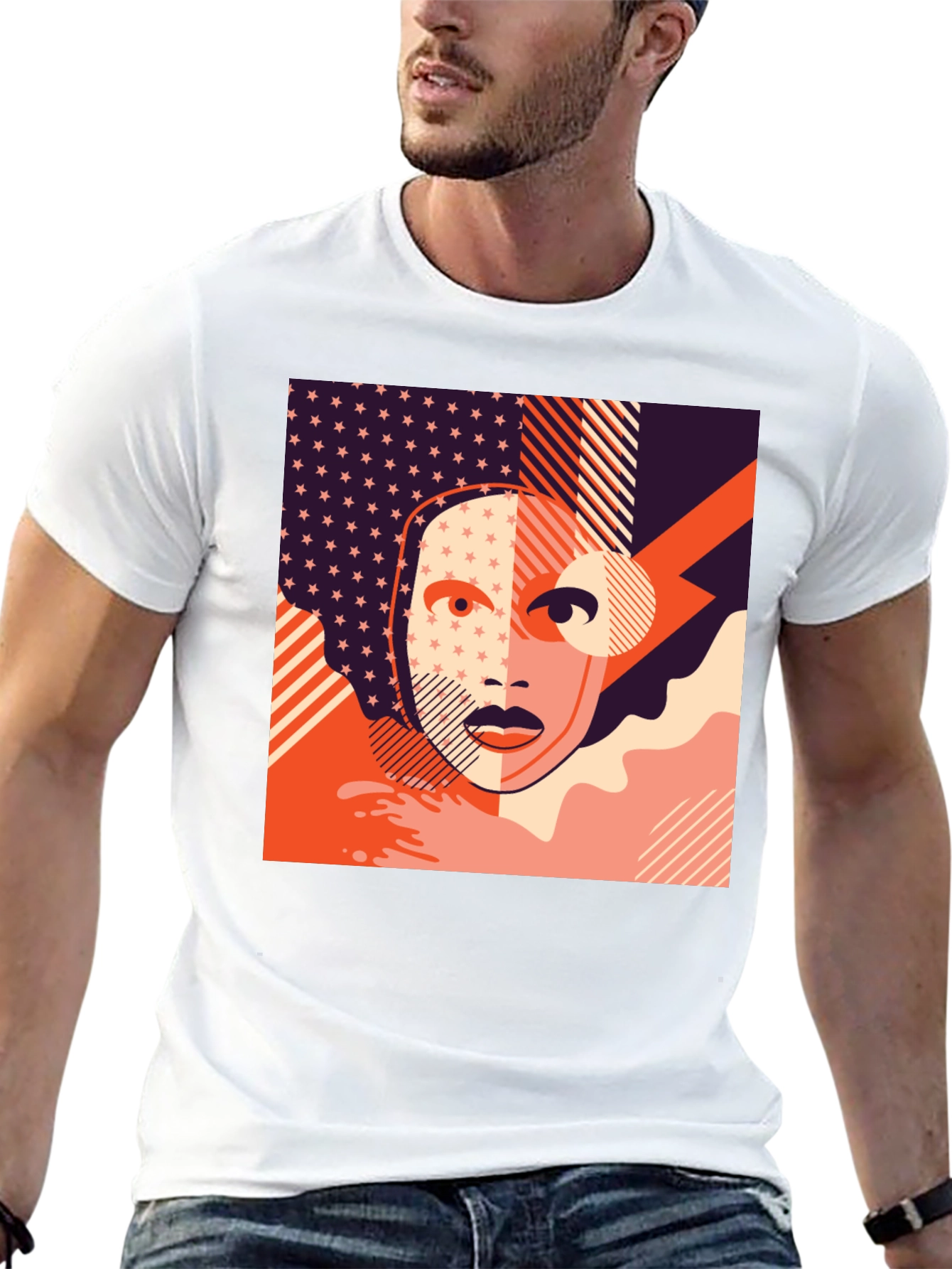 Camiseta Negra con Diseño Abstracto Moderno