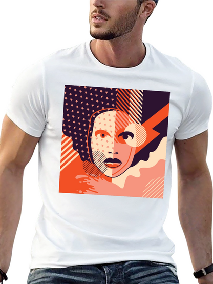 Camiseta Negra con Diseño Abstracto Moderno