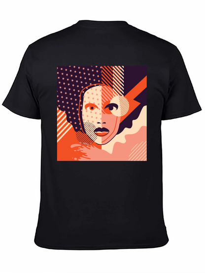 Camiseta Negra con Diseño Abstracto Moderno