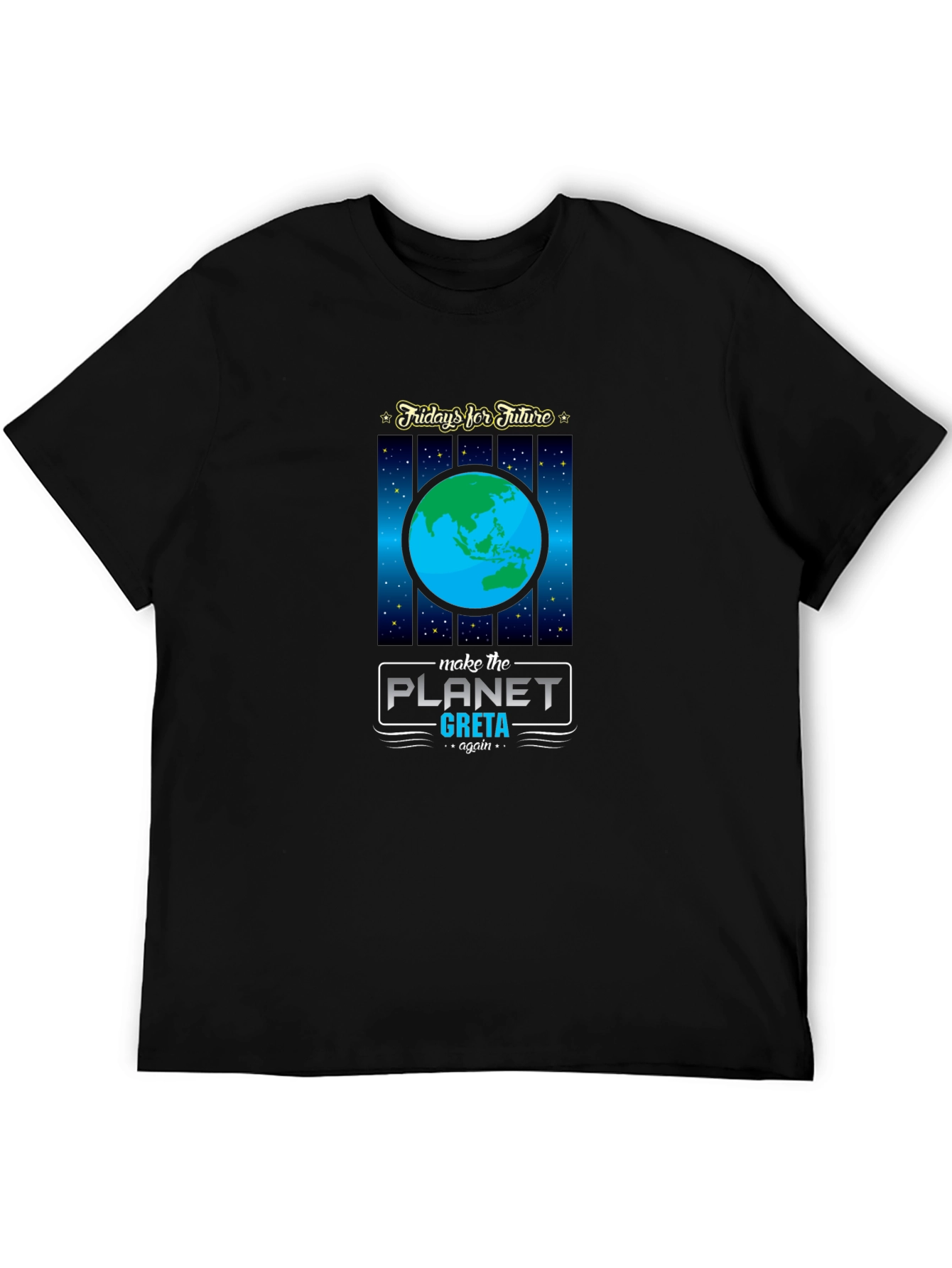 Camiseta Negra: Fridays for Future Planeta Greta