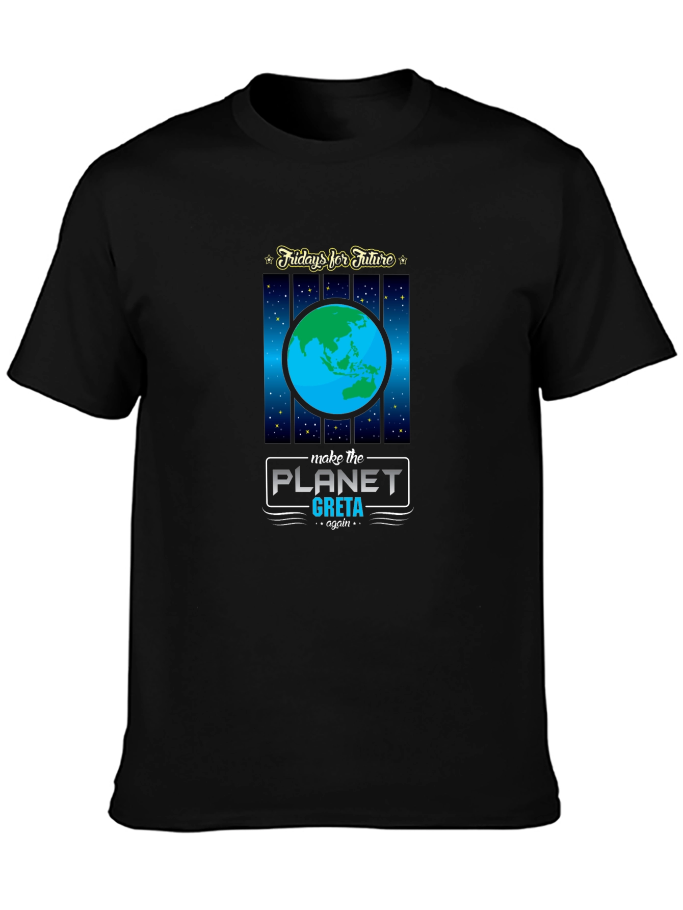 Camiseta Negra: Fridays for Future Planeta Greta