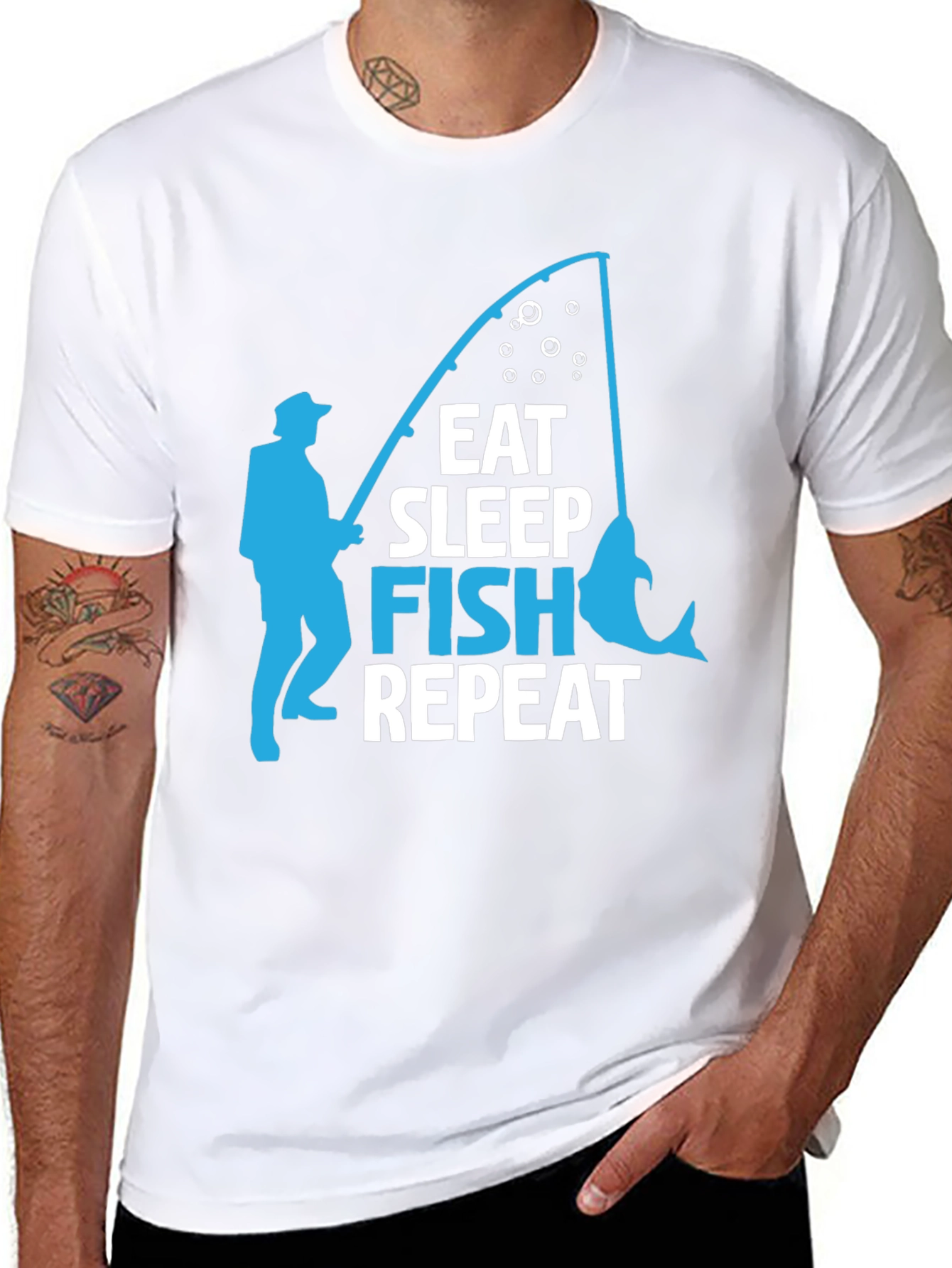 Camiseta Negra con Diseño de Pesca