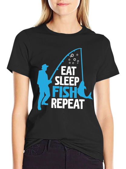 Camiseta Negra con Diseño de Pesca