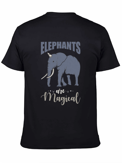 Camiseta Negra con Estampado de Elefante Mágico