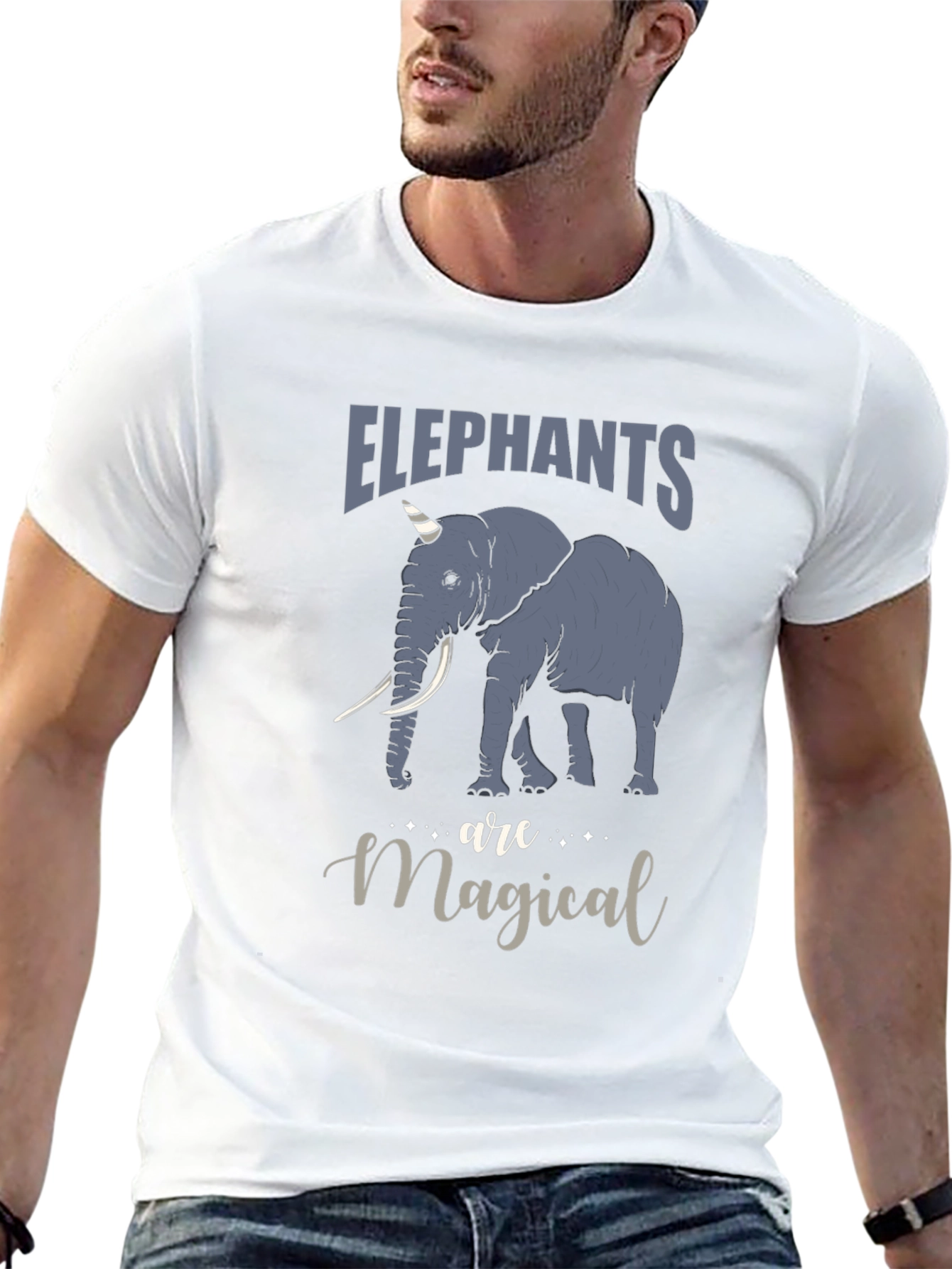 Camiseta Negra con Estampado de Elefante Mágico