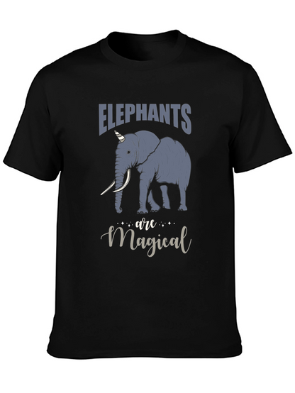 Camiseta Negra con Estampado de Elefante Mágico