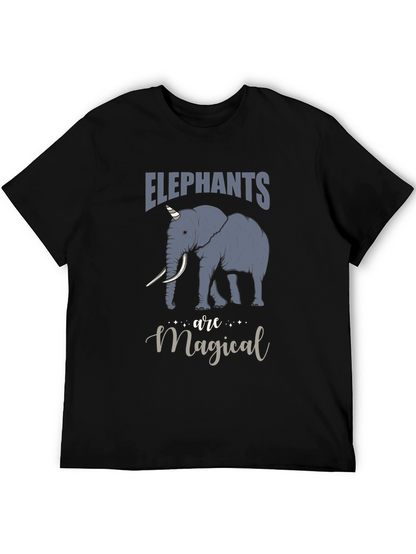 Camiseta Negra con Estampado de Elefante Mágico