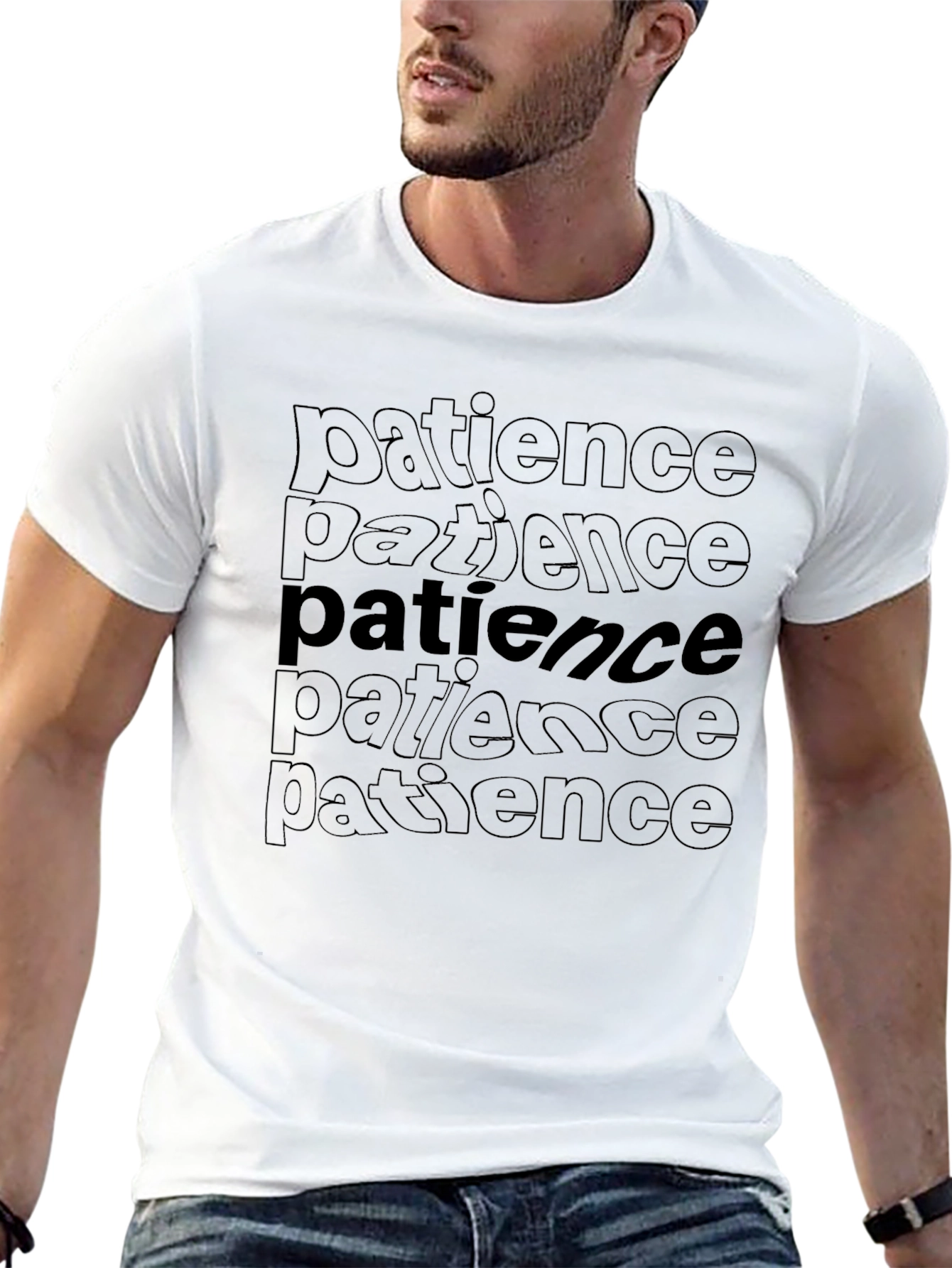 Camiseta Negra con Diseño Patience