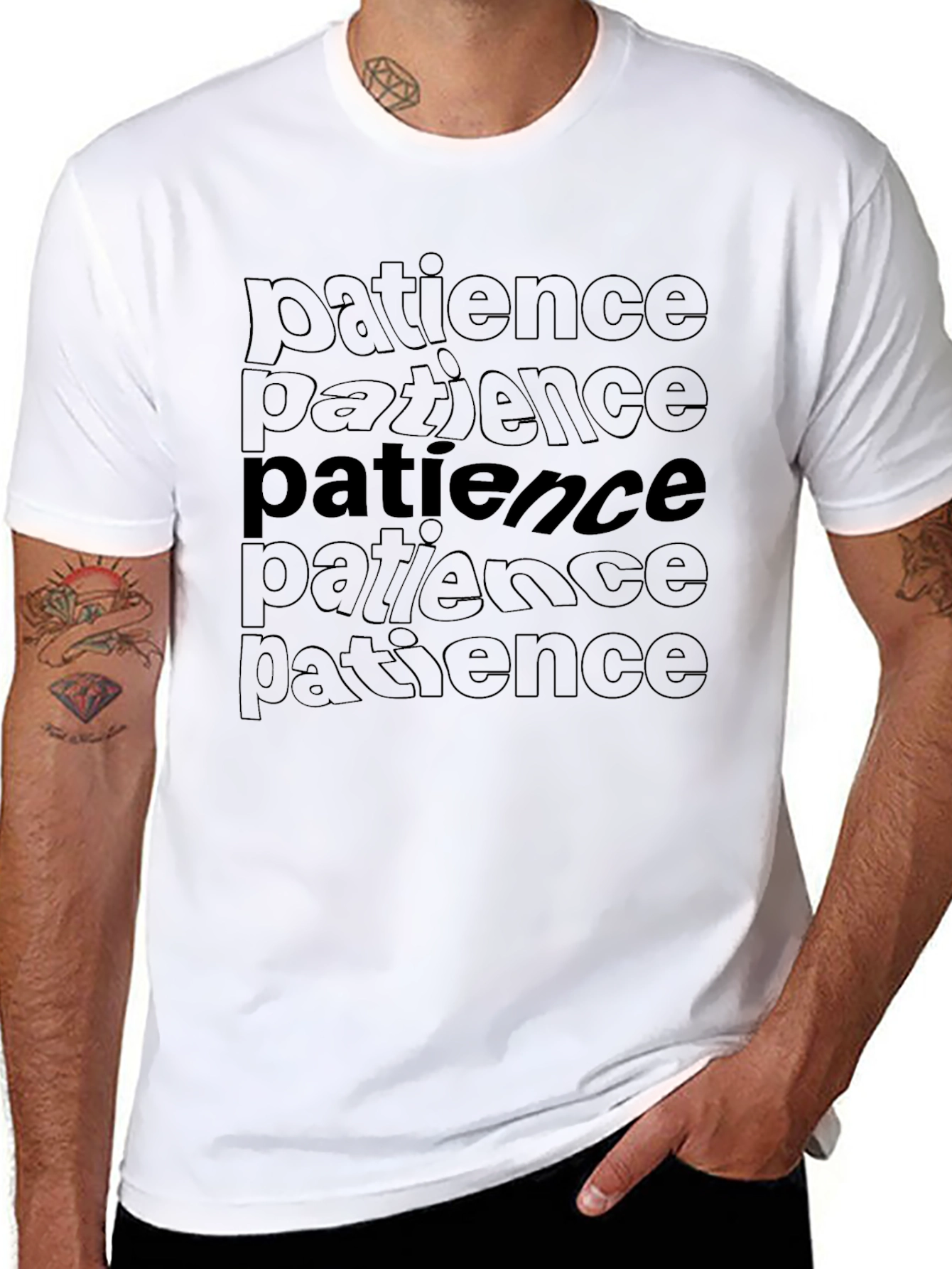 Camiseta Negra con Diseño Patience