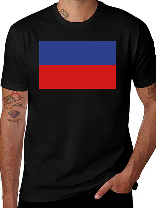 Camiseta Negra Bandera Bicolor Casual Hombre