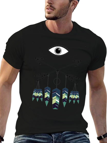 Camiseta Negra con Diseño Ojo y Flechas