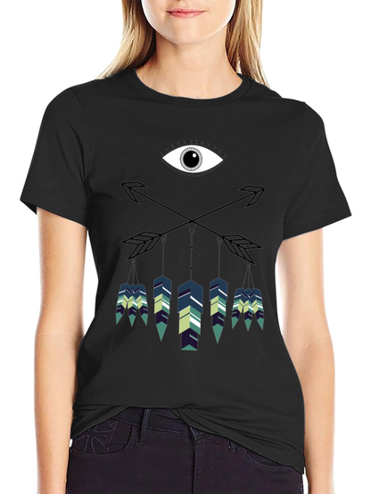 Camiseta Negra con Diseño Ojo y Flechas