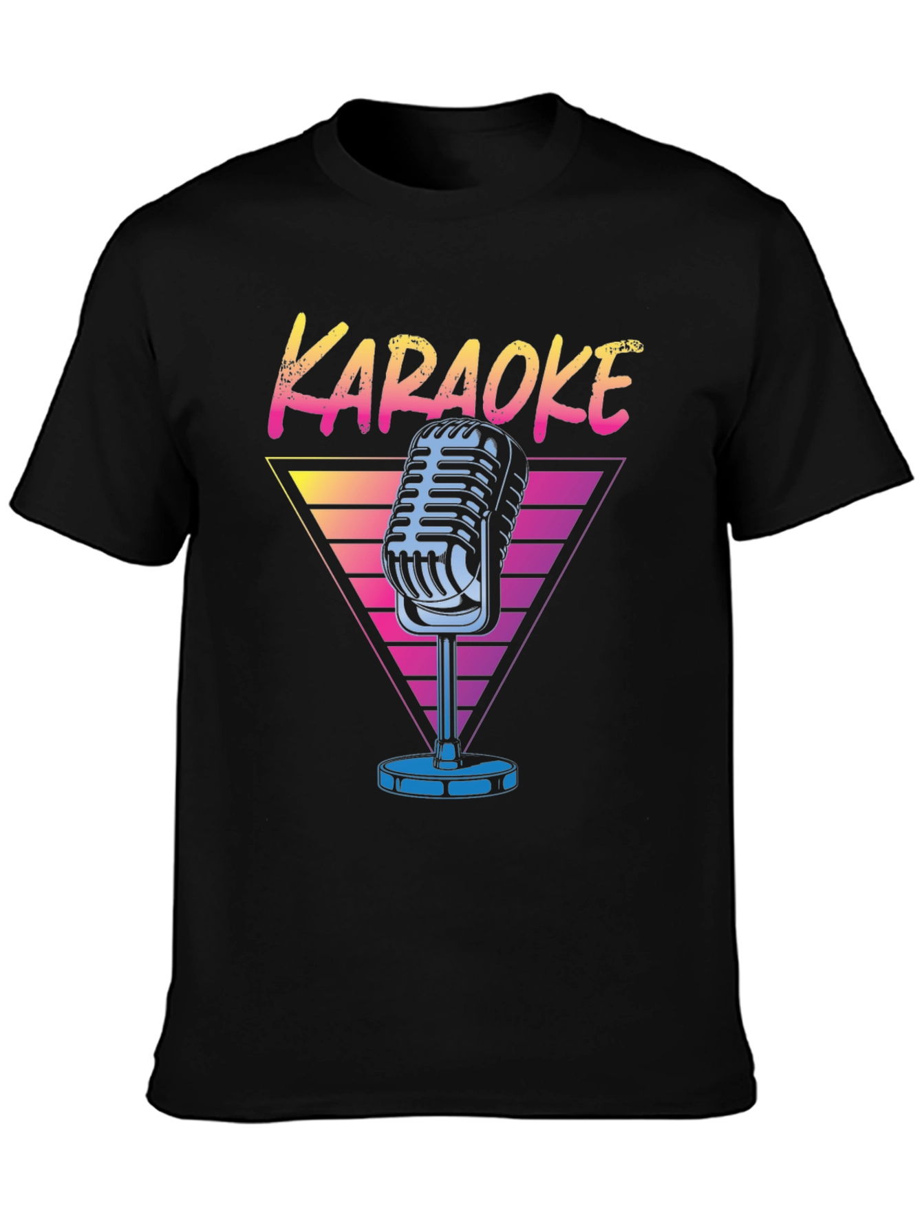 Camiseta Negra Karaoke Retro para Hombre