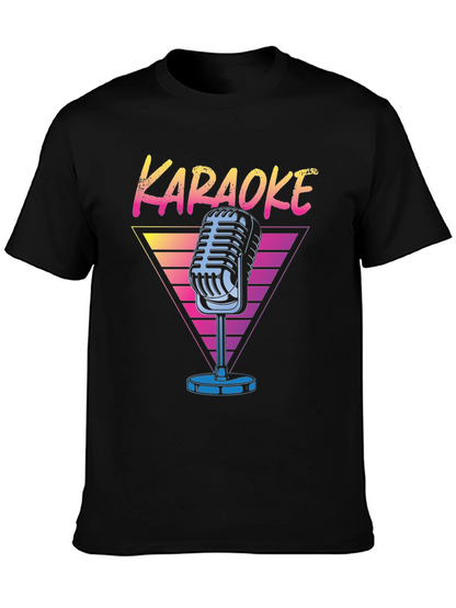 Camiseta Negra Karaoke Retro para Hombre