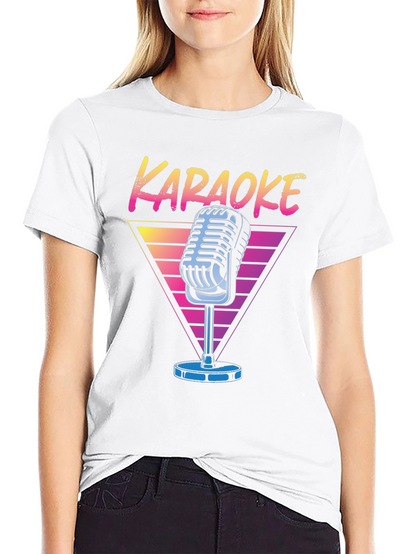 Camiseta Negra Karaoke Retro para Hombre