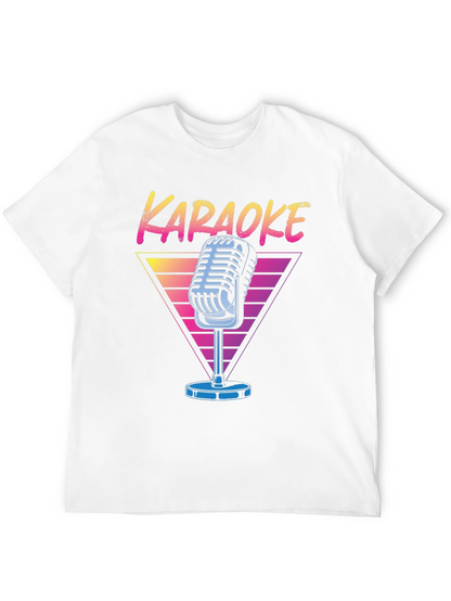 Camiseta Negra Karaoke Retro para Hombre