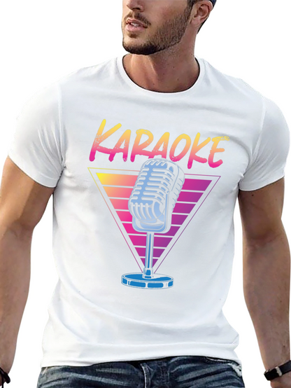 Camiseta Negra Karaoke Retro para Hombre
