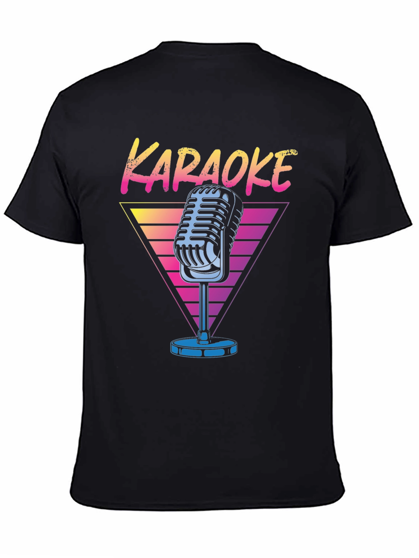 Camiseta Negra Karaoke Retro para Hombre