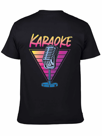 Camiseta Negra Karaoke Retro para Hombre